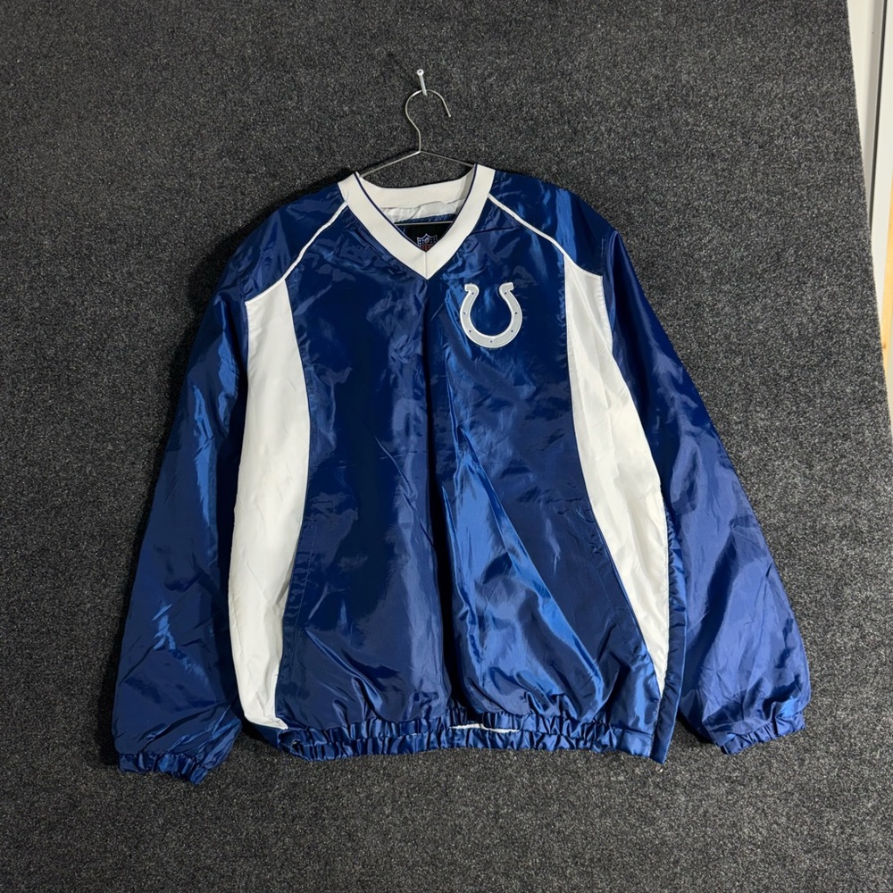NFL Indianapolis Colts Blue Satin Windbreaker Jacket L Vintage